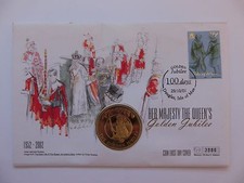 First Day Coin Cover FDC Queen s Golden Jubilee 2002 50p Isle of Man Cover 