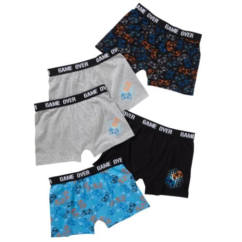 Boys 5 Pack Trunks Boxer Shorts Briefs Pants Gaming Football Back To School - Picture 4 of 4