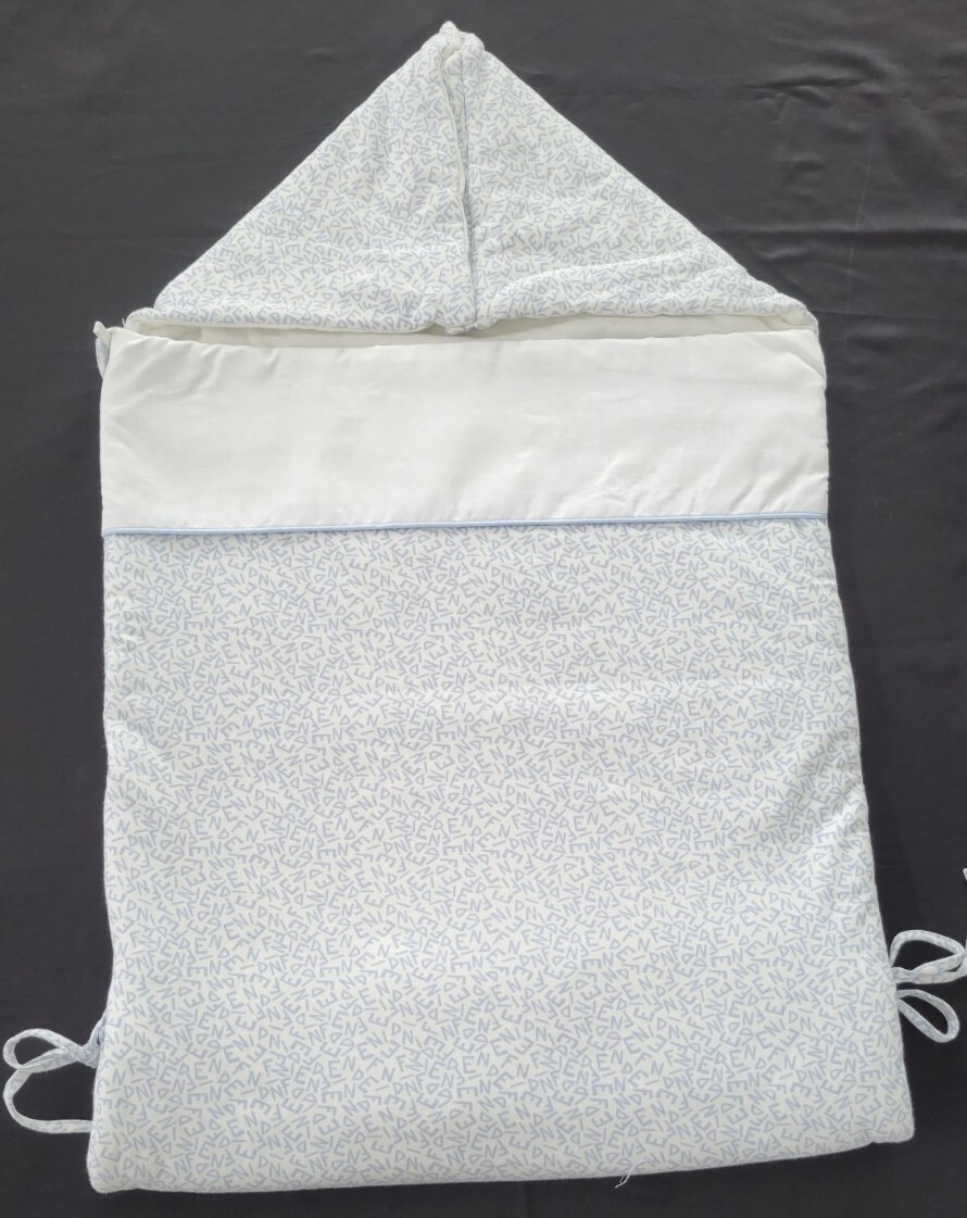 NWT NEW Fendi Baby Boys blue jersey foot muff nest sleeping bag with logo print