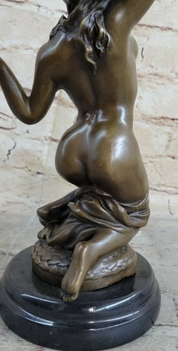 Art Deco Nude Erotic Nymph Bronze Statue Figure Marble Sculpture Figurine Gift - Picture 7 of 7