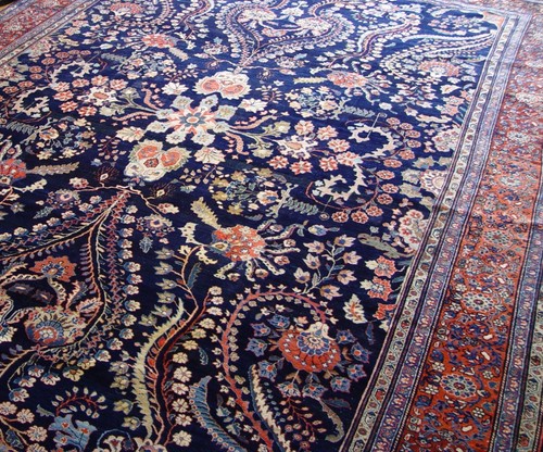 Elegant Antique Farahann Saroukk 9' x 12'5" Hand Knotted Wool Oriental Rug - Picture 13 of 22