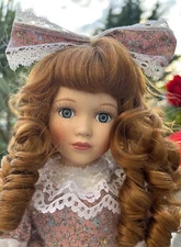 Beautiful Vintage Porcelain Doll with a Basket of Fruits, 16 inches 