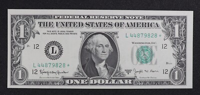 UNC Barr Note Series 1963B $1 San Francisco Star Note Federal Reserve ...
