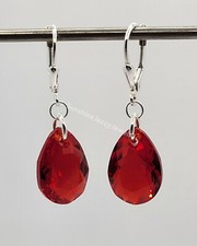 M/w Sterling Silver Swarovski Crystal Light Siam Pear Cut Earrings; Leverback