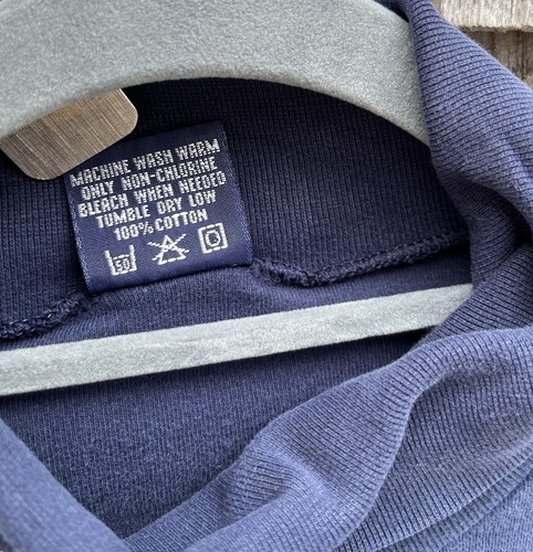 VTG 90s DUOFOLD Turtleneck Shirt LRGE Navy Blue 100% Cotton Embroidered USA Made - Picture 6 of 6
