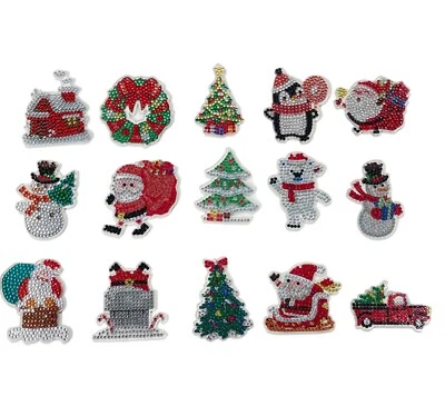 SYNTEGO 15 Pcs 5D DIY Assorted Christmas Diamond Art Keyrings by Numbers Kit for Adults