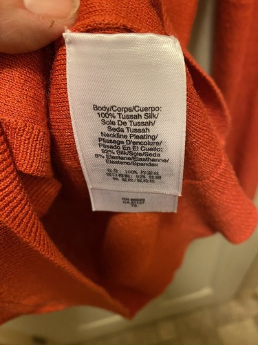 DKNY Türkische Seide Burnt Orange Rüschen Cardigan Gr. MED EUC!! - Bild 3 von 18