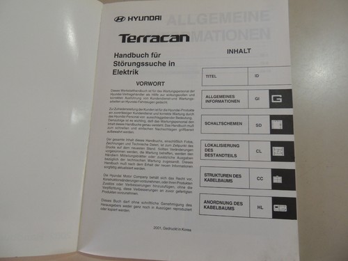 Hyundai Terracan Benziner Diesel Schaltpläne Elektrik Werkstatthandbuch 2002 - Bild 3 von 18