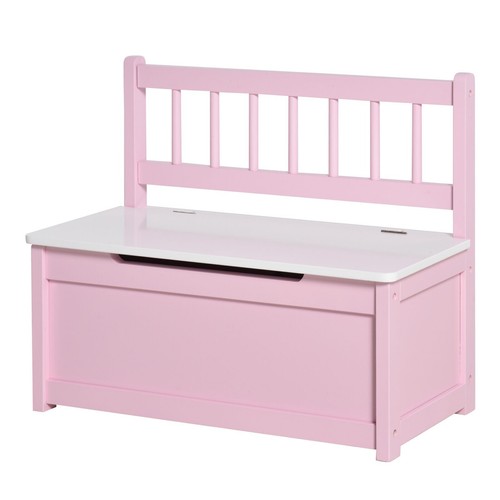 2 In 1 Wooden Toy Box, Kids Seat Bench Storage Chest, 60 x 30 x 50cm - Pink - Picture 11 of 11