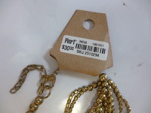 NWT Beautiful Pier 1 Imports Elegant Necklace Chain Gold Beaded 26" RETAILS $30 - Picture 4 of 5