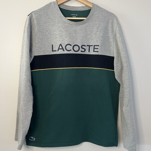 Lacoste Logo Sleepwear Long Sleeve Mens Medium Color Block Lounge Shirt Preppy