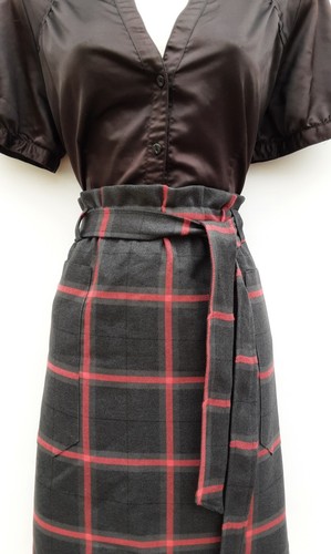 MINI SKIRT,PAPERBAG,GREY CHECK,80S,90S VINTAGE STYLE,DOROTHY PERKINS,SIZE 14,NWT - Picture 4 of 9