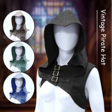Medieval Buckle Shoulder Armor Cloak Leather Headsuit Retro Renaissance Cosplay