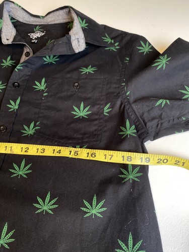 Molokai Cannabis Marijuana Leaf Shirt Mens Teen Size S Black Party Skater Beach - Picture 9 of 11