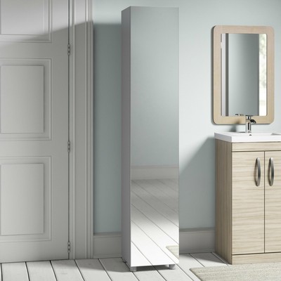 Tall Narrow Mirrored Storage Cabinet Cupboard 3 Shelves Free Tall Narrow Mirrored Storage Cabinet
