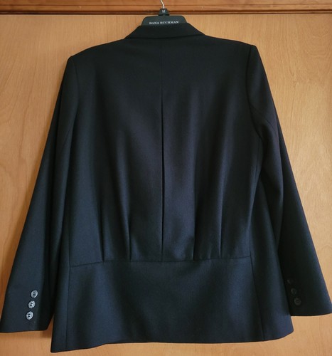 VTG Harrington Square Black 100% Wool Blazer/Jacket - Pleated Back Sz 10 - Picture 2 of 18