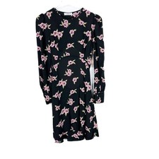 NWT Flynn Skye Elena Mini Dress Night Heavens Floral Long Sleeve Black Size XS