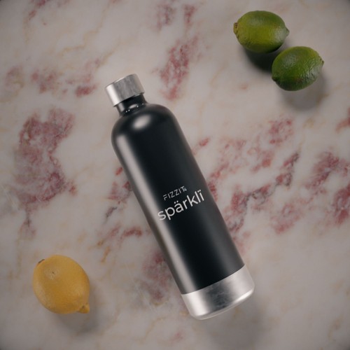 Máquina de refrescos para hacer agua con gas de acero inoxidable negro con 2 x CO2 gas y botella - Imagen 5 de 10