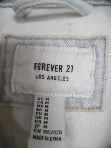 Giacca jeans denim camionista media donna Forever 21 lavaggio chiaro 100% cotone nuova con etichetta - Foto 3 di 3
