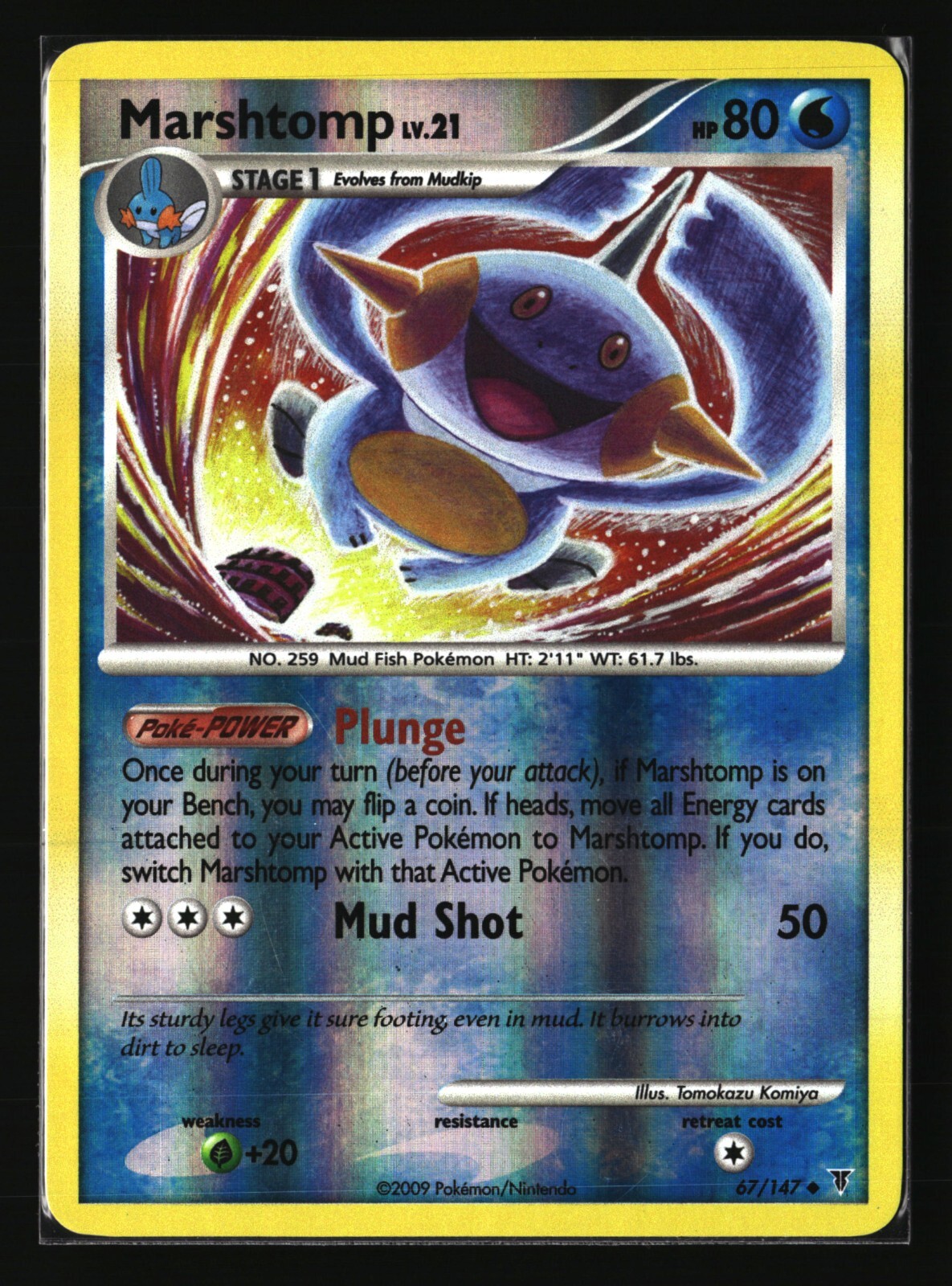Pokemon MARSHTOMP 67/147 Reverse Holo (2009 Supreme Victors) LP/Light Play