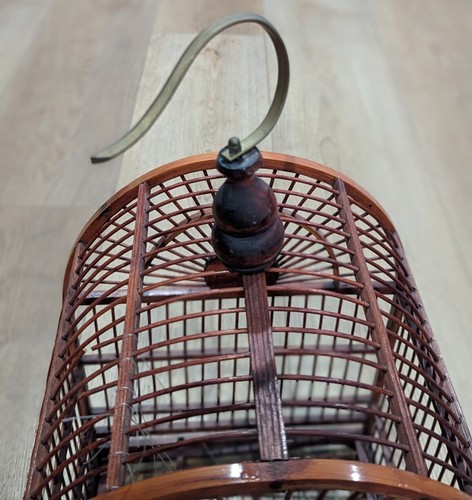 Gabbia per uccellini in rattan di bambù stile vintage - Foto 2 di 3