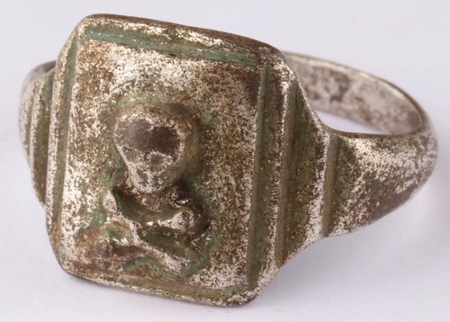 WWII Gothic brutal Mans Ring Skull Bones WW1 Death head WWI Goth WW2 Skeleton - Picture 4 of 12