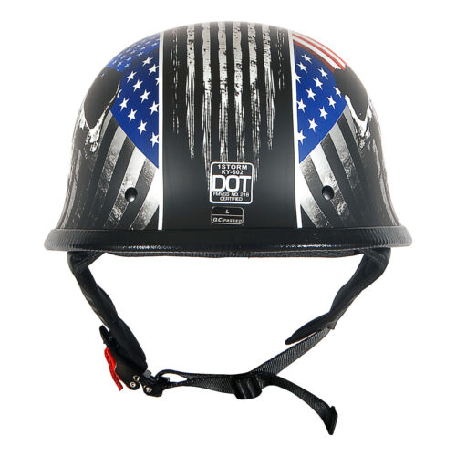 DOT 1Storm Motorcycle Half Face Helmet Mopeds Scooter Novelty German Matt Black - Picture 11 of 40