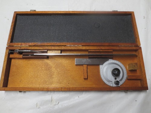 Brown & Sharpe #490 Stainless Steel Bevel Protractor Set with Case - C42 - Bild 1 von 9