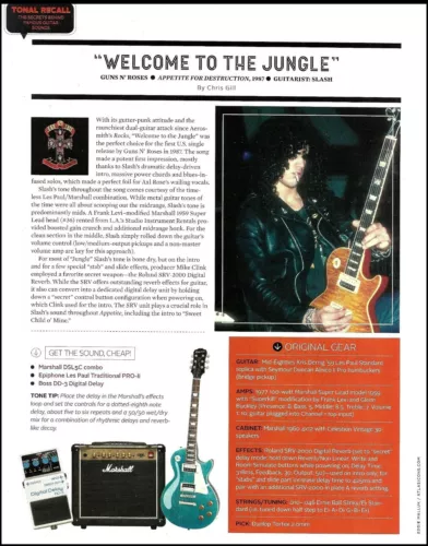 Guns N' Roses Slash Welcome to the Jungle Gibson guitar gear Marshall amps