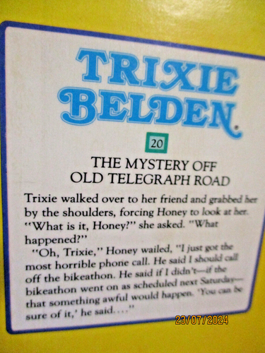 TRIXIE BELDEN #20 Mystery Off Old Telegraph Road PB 1985 SQUARE EDITION Kenny - Picture 2 of 6