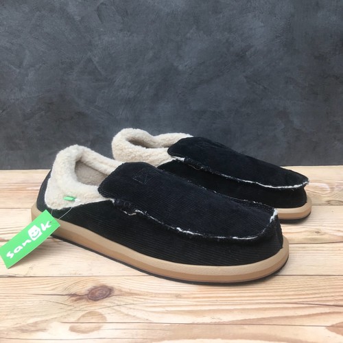 Totalmente nuevo Sanuk Chiba Chill para hombre pana negra forrada de piel sin cordones seleccionada una talla - Imagen 17 de 36