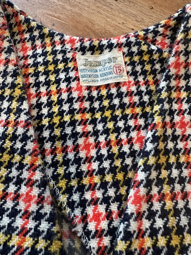 Girls Vintage Japanese Jumper Dress Button Up Sleeveless Herringbone Pockets 12 - Picture 6 of 13
