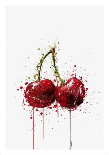 FRUTTA CILIEGIA - TELA CORNICE PROFONDA DA PARETE SPLASH ART STAMPA CARTA DA IMMAGINE - ROSSO VERDE - Foto 17 di 17