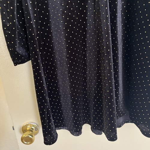 Michael Kors Black Sparkle Gold Polka Dot Lg Slve Short Dress XL NWT$140 Elegant - Picture 3 of 10