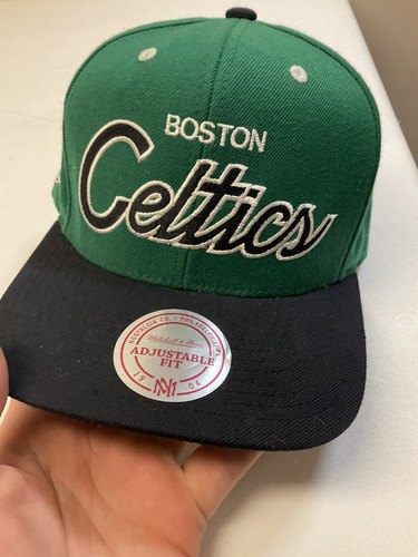 Boston Celtics Hat Cap Snapback Script Mitchell And Ness Hardwood Wool - Picture 2 of 10