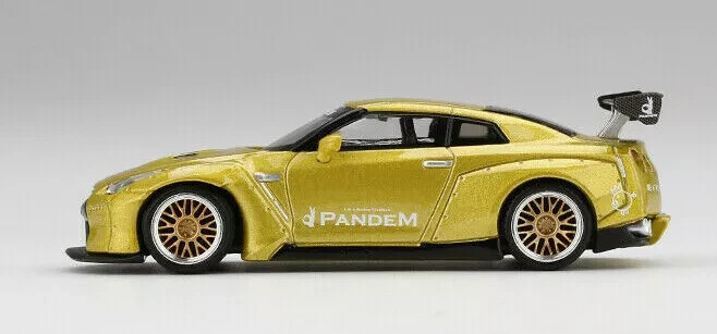 Mini-Gt Pandem Gt-R 35 Cosmopolitan Yellow1/64 Mini Car Left
