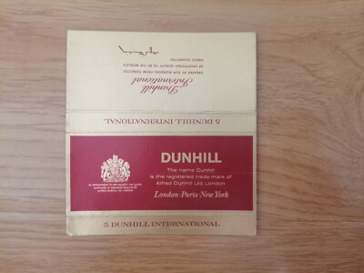 opened empty cigarette mini hard pack--80 mm-UK-Dunhill