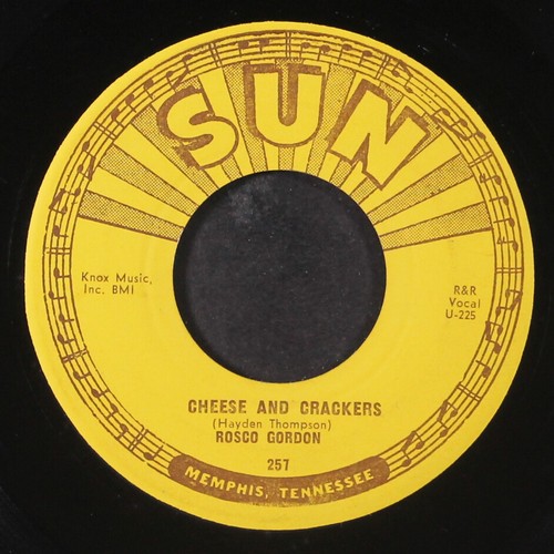 ROSCO GORDON: shoobie oobie / cheese and crackers SUN 7" Single 45 RPM - Picture 2 of 2