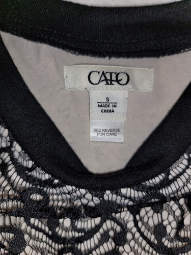 CATO womens black lace over cream sleeveless cocktail dress size s - Picture 3 of 8