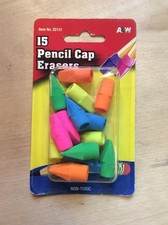 14 Pencil Cap Erasers Item 22131 Multi Color Non Toxic A&W Brand