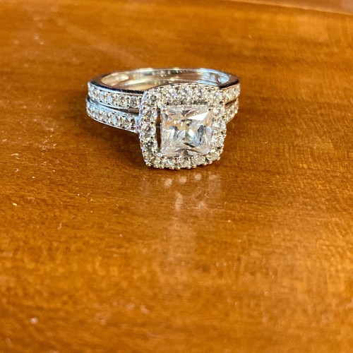 TML Schmuck 925 CZ Braut Set Größe 7,5 Verlobungsring Ehering Prinzessschliff - Bild 10 von 11