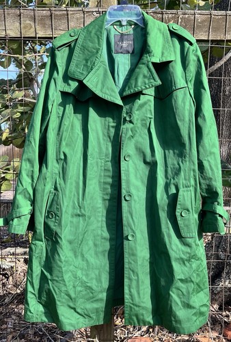 Talbots Women Green Trench Coat Belted Button Front Sz 18 (See Photo Measures) - Picture 15 of 16