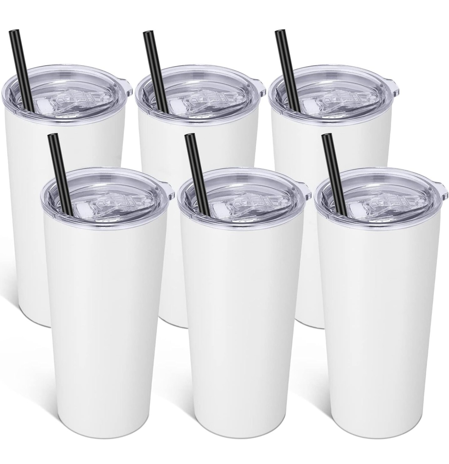 20oz Tumbler Bulk With Lid And Straw 6 Pack Stainless Steel Vacuum Insulated Tum