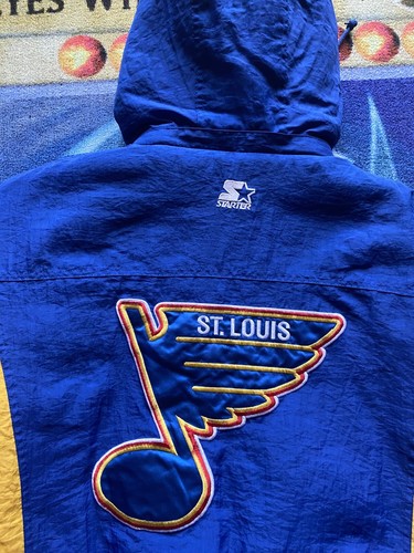 Chaqueta acolchada vintage Starter St. Louis Blues NHL 1/2 cremallera pulóver para hombre talla XL - Imagen 10 de 10