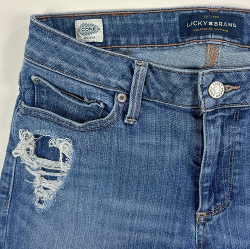Lucky Brand Sasha Super Skinny Ankle Distressed Womens 27 Blue Jeans Cone Denim - Picture 5 of 12
