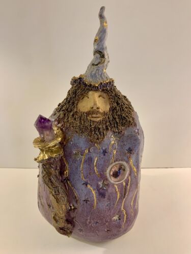 Signed Hand Thrown Studio Clay Pottery Gemstone Merlin Wizard Sorcerer Beatles