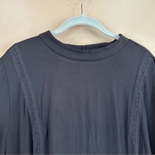 Torrid Black Gauze Lace Trim Mandarin Collar Lightweight Skater Dress 6X - Picture 5 of 16