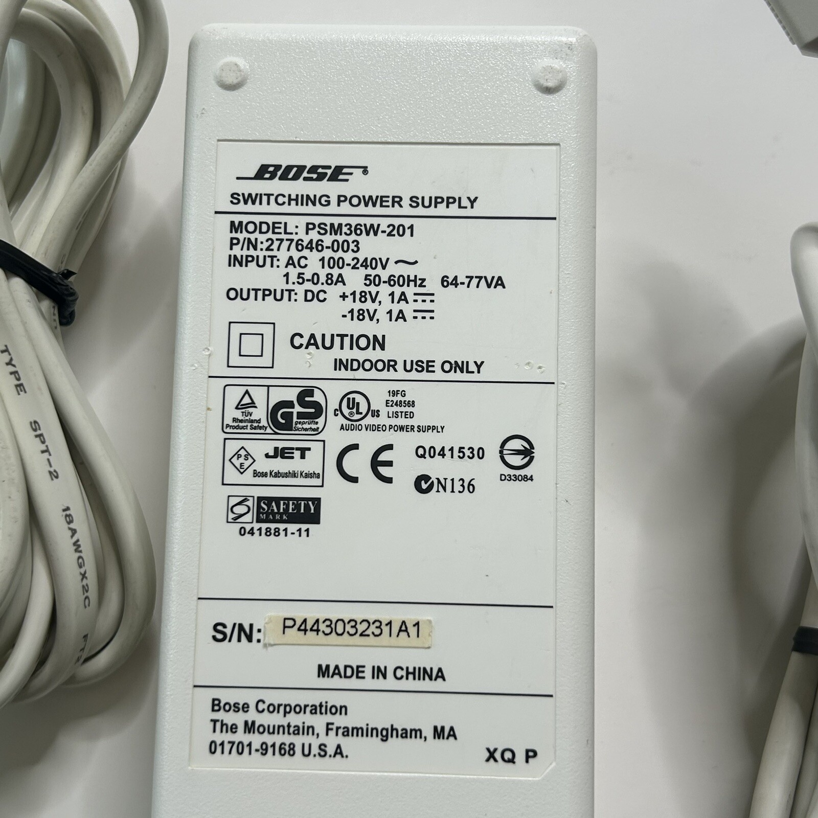 Original Netzteil Bose PSM36W-208 Output: 18V-1A für Sounddock