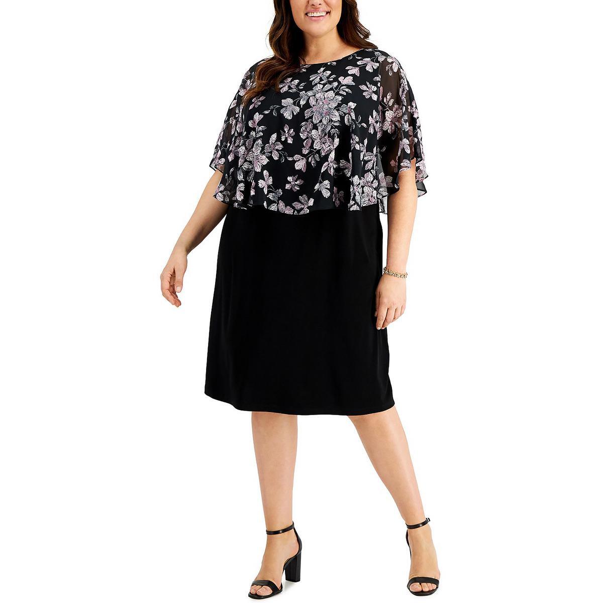 Connected Apparel Женское черное миди-платье-футляр с цветочным рисунком Plus 14W BHFO 2833