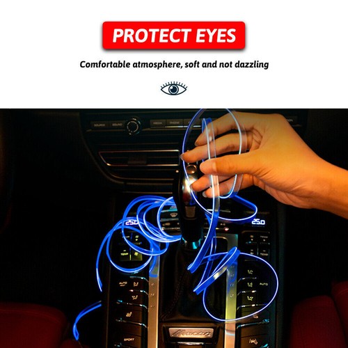 2M LED Blue Car Interior Atmosphere Glow Wire Neon String Strip Light Decor Lamp - Bild 11 von 12